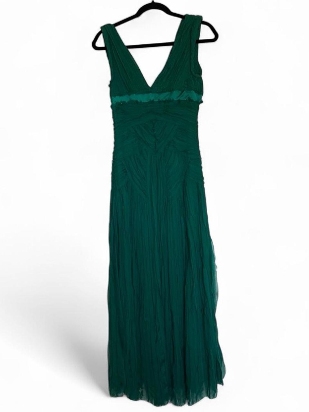 Nina Austin Deep Emerald V-Neck Sleeveless Maxi Dress
